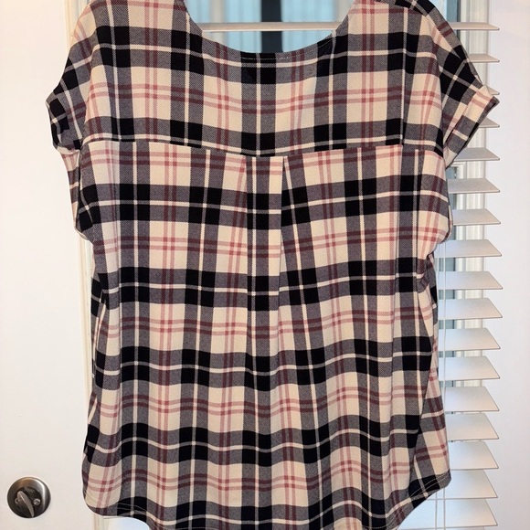 Flower & Feather Plaid Zippered Women's Top Size 2XL - Picture 3 of 8
